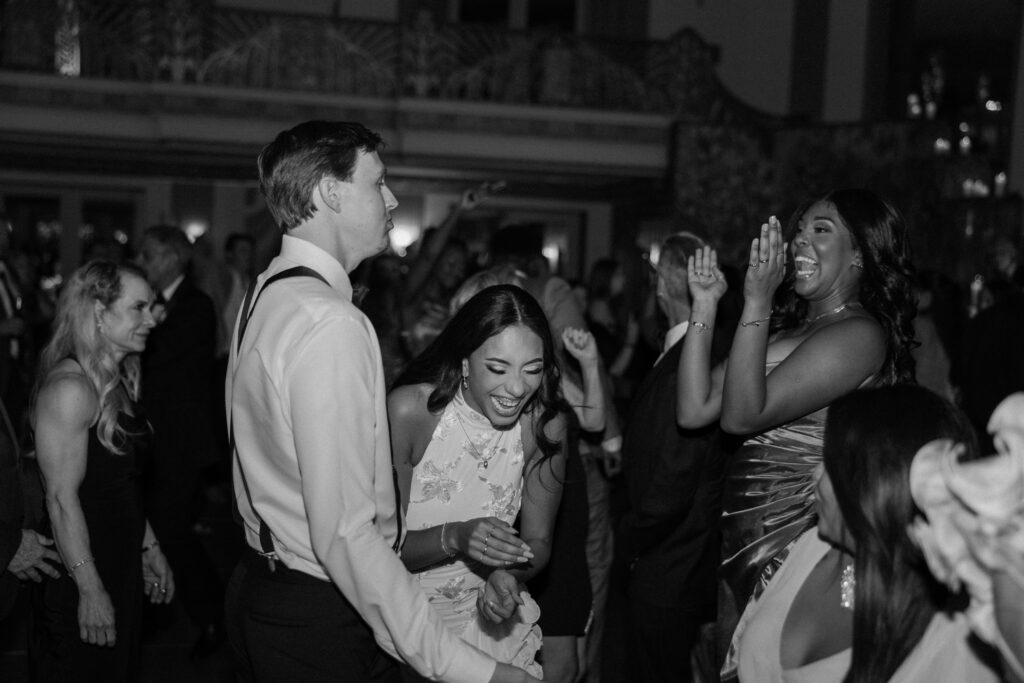 bride and groom laughing